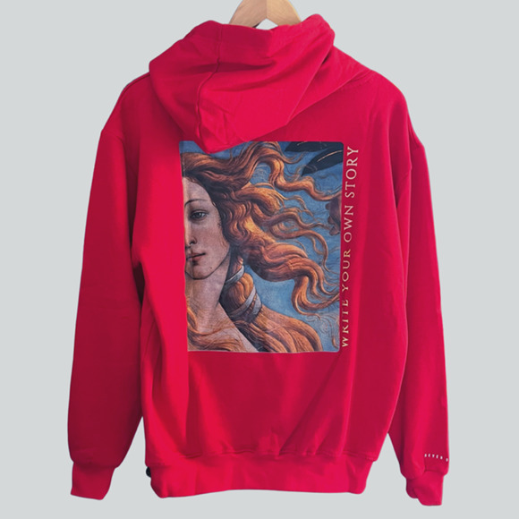 Never Old "Write Your Own Story" Hoodie Sweatshirt Red, NWT-Medium - Picture 5 of 8